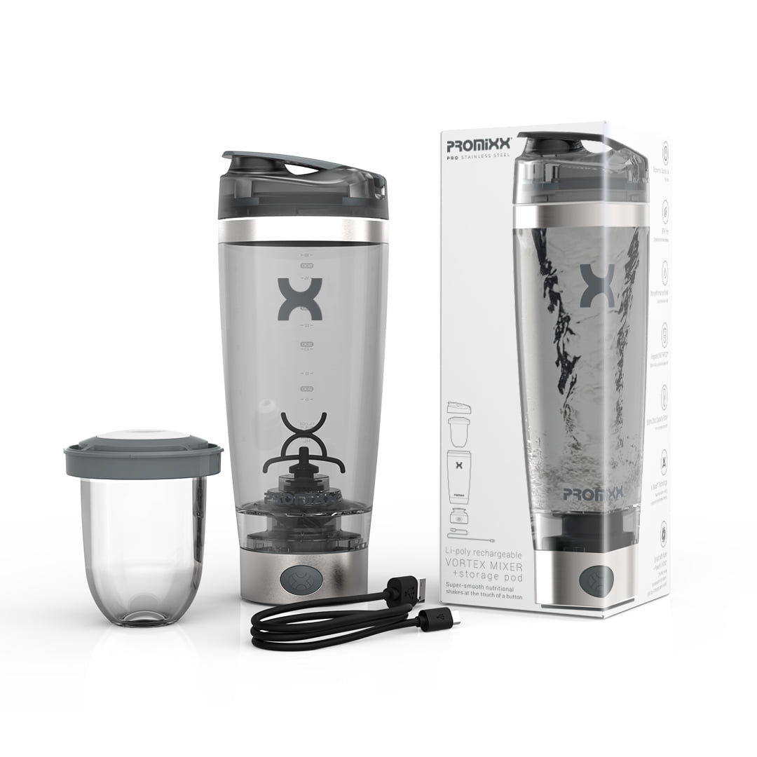 PROMiXX 2.0 (2018 Model) Rechargeable Stainless-steel (Trim) Electric  Protein Shaker Bottle - 600ml - Includes Stora…