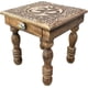 thumbnail image 1 of DharmaObjects Mesa de meditación de altar de oración Puja tallada a mano de madera maciza de mango (OM), 1 of 1