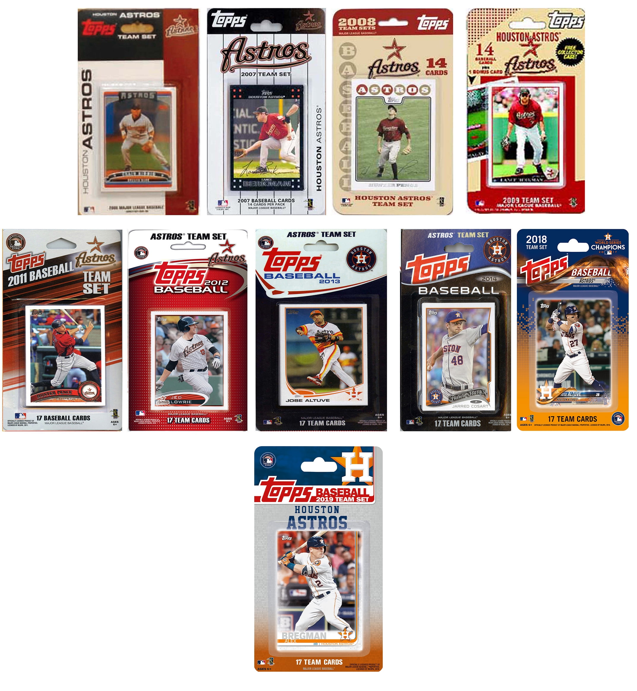 MLB Houston Astros 10 Different Licensed Trading Card Team Sets