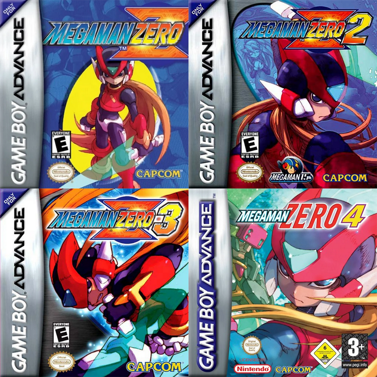 4PCS Set Mega Man Zero 1,2,3,4 Game Boy Advance Game