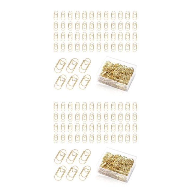 Maytalsory 130x Gold Papers Neat And Tidy With Heart Shaped Paperclips Set Of 100 Box Storage Bookmark Clips 2Set