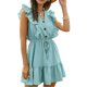 thumbnail image 1 of Vestido de verano para mujer, cuello en V, sin mangas, con botones, ropa plisada informal, 1 of 5
