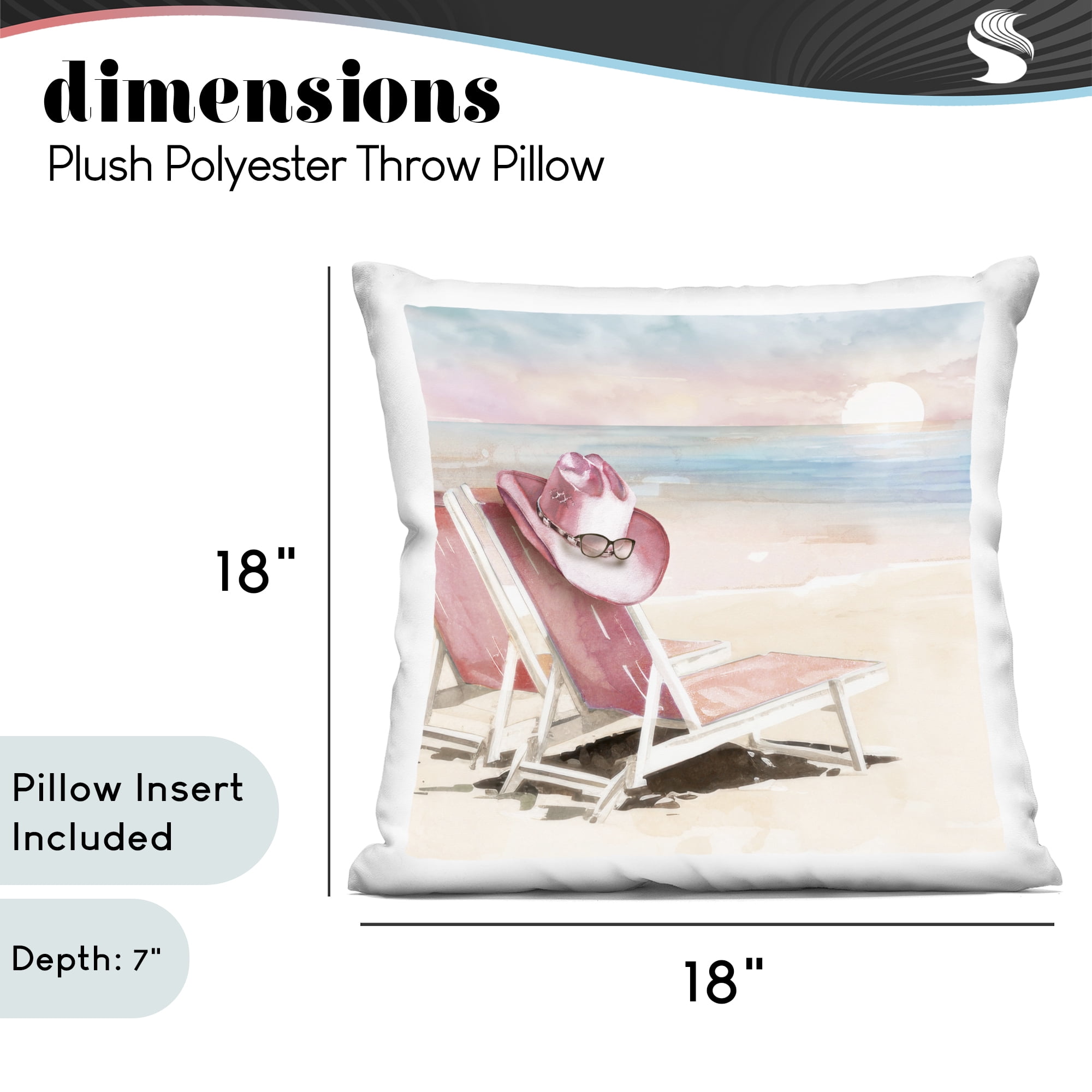 Stupell Industries Blush Pink Beach Chairs Decorative Printed Throw Pillow, design by Paul Mathenia, 18 x 7 x 18
