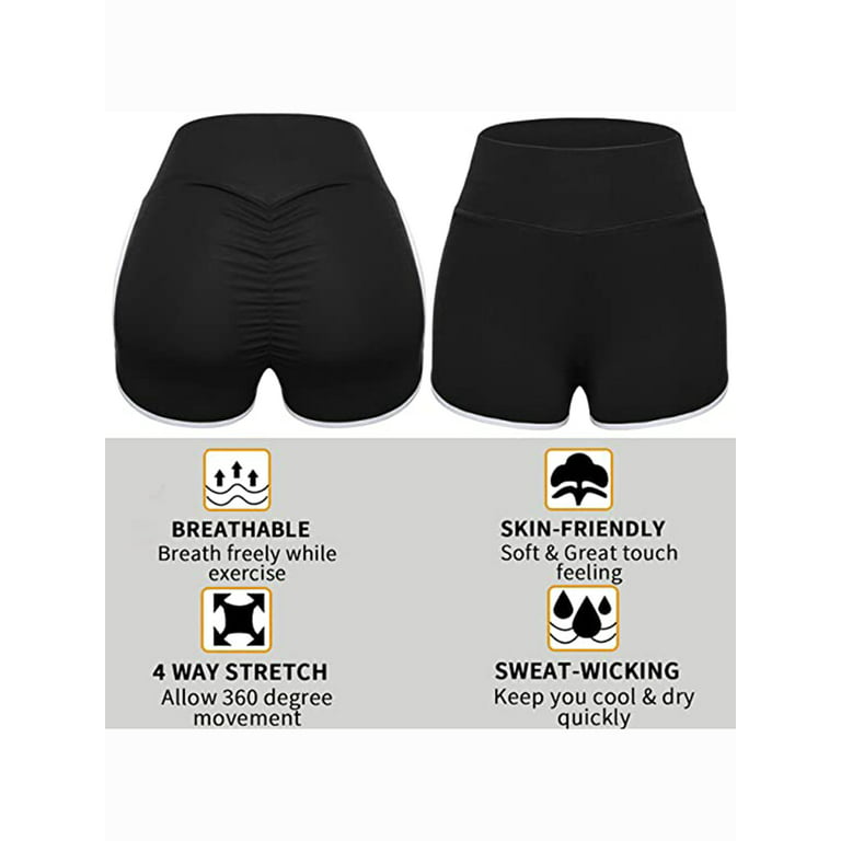 SAYFUT Butt Lifting Yoga Shorts for Women Tummy Control Leggings Textured  Ruched Running Shorts Bottom