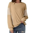 thumbnail image 3 of yoeyez Women'S Sweatshirts Oversized Color Block Longs Sleeve Pullover Tops Casual Loose Crewneck Fall Outfits Khaki,L, 3 of 7