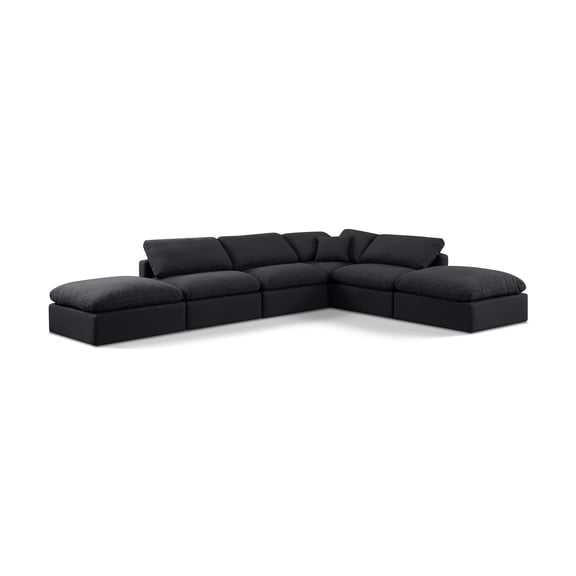 Meridian Furniture Indulge 134.5" Fabric U-Shaped Modular Sectional in Black