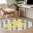 thumbnail image 4 of Summer Lemon Watercolor Round Area Rug 3.3Ft Washable Circle Rugs for Dining Room Table, Geometric Black Line Plaid Non-Slip Carpet Floor Mats Indoor Outdoor Carpet Runner Aesthetic Home Decor, 4 of 8