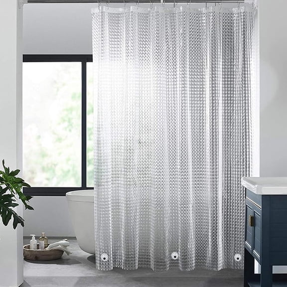 72x72 in EVA Clear Shower Curtain with Water Cube, Water-Repellent Liner for Bathroom
