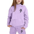 thumbnail image 3 of Girls Boys 2 Piece Tracksuit Athletic Sweatsuits Sets Hooded Sweatshirt and Jogger Sweatpants Clothing Casual Sets (Purple,8-9 Years), 3 of 3