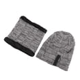thumbnail image 4 of Bienvenido Hombres Gorro Bufanda Cálido A Prueba de Viento Elástico Engrosado Forro Polar Invierno Gorro de Punto Conjunto para Montar Senderismo Esquí Gris, 4 of 8