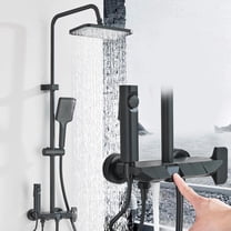 Matte Black Exposed Shower System Set Rainfall Shower Faucet Fixtures Wall Mount