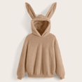 thumbnail image 4 of Xudanell Sweaters for Women Winter Casual Cute Solid Rabbit Ears Hoodie Sweatshirt Heavy Khaki M, 4 of 8