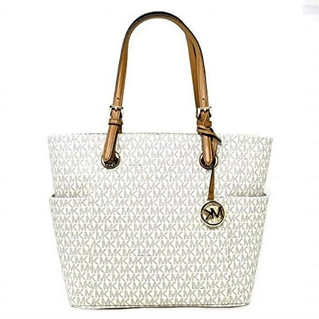 Michael Kors Jet Set Travel Medium East West Signature Monogram Tote, Vanilla