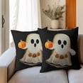 thumbnail image 6 of Ryan&nbsp; Halloween Throw Pillow Cover White Ghost Pumpkin Decorative Pillowcase Inch Set of 2 Holiday Cushion Covers Happy Halloween Spooky Black Pillow Protector for Home Sofa Patio Bedroom, 6 of 8
