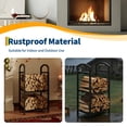 thumbnail image 3 of Large Firewood Rack Indoor, 2 Tier Outdoor Firewood Racks, Heavy Duty Fireplace Firewood Log Rack Holder, Metal Wood Pile Storage Stacker Organizer for Fireplace, 3 of 9