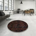thumbnail image 4 of Ahgly Company Machine Washable Indoor Round Traditional Burgundy Brown Area Rugs, 3' Round, 4 of 7