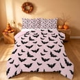 thumbnail image 2 of Homewish Bat Silhouette Queen Comforter Set for Girls, Happy Halloween Print Comforter Sets Queen, Pink Black, Pink Reversible, 3-Piece 1 Comforter and 2 Pillowcases, 2 of 6