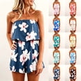 thumbnail image 2 of Jumpsuits for Women, Elegant Bandeau Rompers Sleeveless Floral Print Overalls High Waist Playsuits Shorts One Piece for Beach Coverups Holiday, 2 of 5