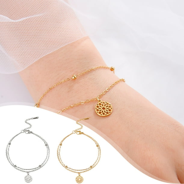 onlyliua para El Hogar La Belleza de La Pulsera Exclusiva En Acero Titanio En El Cortado Directo de Fábrica En Presencia de Delicias En El Ahuecado Floral