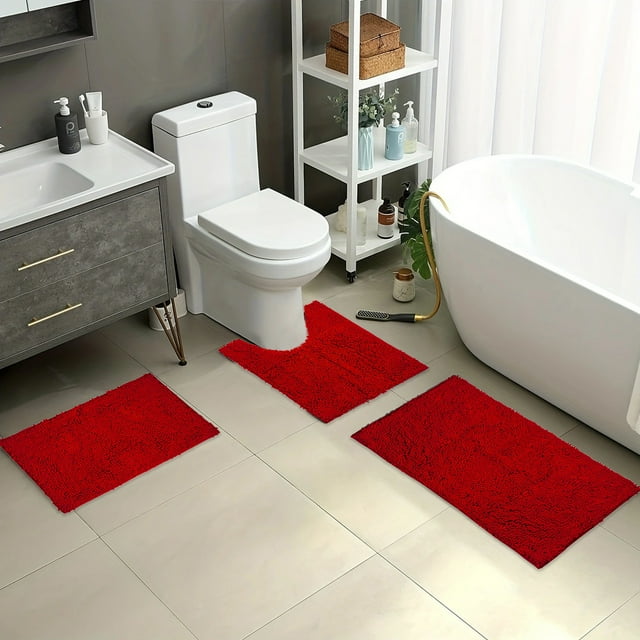 TUWABEII Bathroom Rug Set 3 Piece, Soft Bath Rugs for Bathroom Ultra Absorbent Shower Mats Water-absorbent Quick-dry Doorway Foot Mat Set