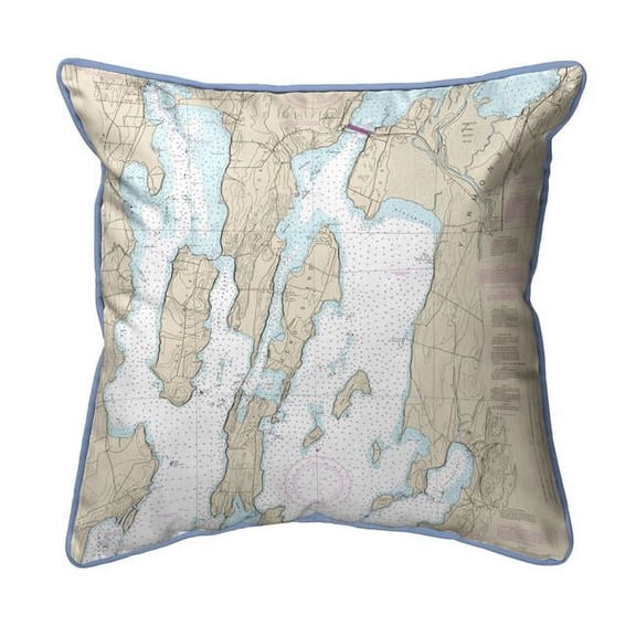 Betsy Drake SN14781 12 x 12 in. North Hero Island, VT Nautical Map Small Corded Indoor & Outdoor Pillow