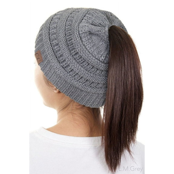 C.C. BeanieTail Soft Stretch Cable Knit Beanie Hat, Blue