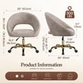 thumbnail image 2 of COOLHUT Chaise de Coiffeuse Moderne, Chaise de Bureau à Domicile Réglable Pivotante à 360°, avec Dossier et Roue, Chaises de Maquillage Mi-Dos avec Base Dorée, Chaise de Commode Chaise d'Ordinateur pour Chambre, Salon, Salle d'Ordinateur, 2 of 11