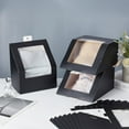 thumbnail image 4 of Caja de almacenamiento para sombreros negros (10 unidades), cajas de regalo plegables de cartón con ventana de PVC transparente, contenedor de almacenamiento de 7,8" x 7,8" x 4,7"., 4 of 9