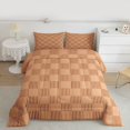 thumbnail image 2 of Homewish Cartoon Square Adult Queen Comforter Set, Stripes Abstract Ombre Bedding Sets, Brown Buffalo Plaid Reversible Bedding Comforter Set, Luxury Bedroom Decor, 3 Pieces, 2 of 8