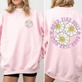 thumbnail image 3 of Good Vibes Only Sweatshirt - Retro Smiley Daisy Flowers Crewneck, Aesthetic Cute Oversized Pullover., 3 of 6