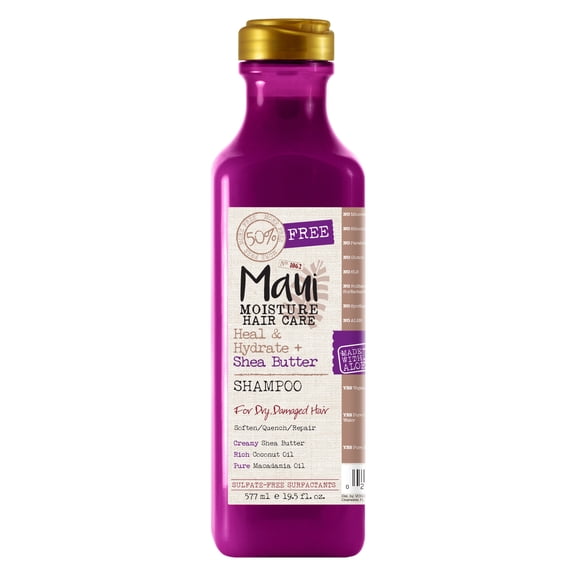 Maui Moisture Heal & Hydrate   Shea Butter Shampoo to Moisturize Tight Curly Hair, 19.5 fl oz