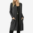 thumbnail image 6 of LEKODE Lightweight Relaxed Fit Layering Shrug Long Sleeve Open Front Side Pockets Daily Work Travel Cover Up Gray 4XL, 6 of 8