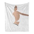 thumbnail image 1 of Retro Soft Flannel Fleece Throw Blanket, View of a Woman in White Looking from Her Back Feminine Fashion Art Illustration Print, Cozy Plush for Indoor and Outdoor Use, 50" x 60", Tan, by Ambesonne, 1 of 6