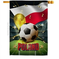 28 x 40 in. World Cup Poland Sports Soccer Double-Sided Vertical Decoration Banner House & Garden Flag - Yard Gift