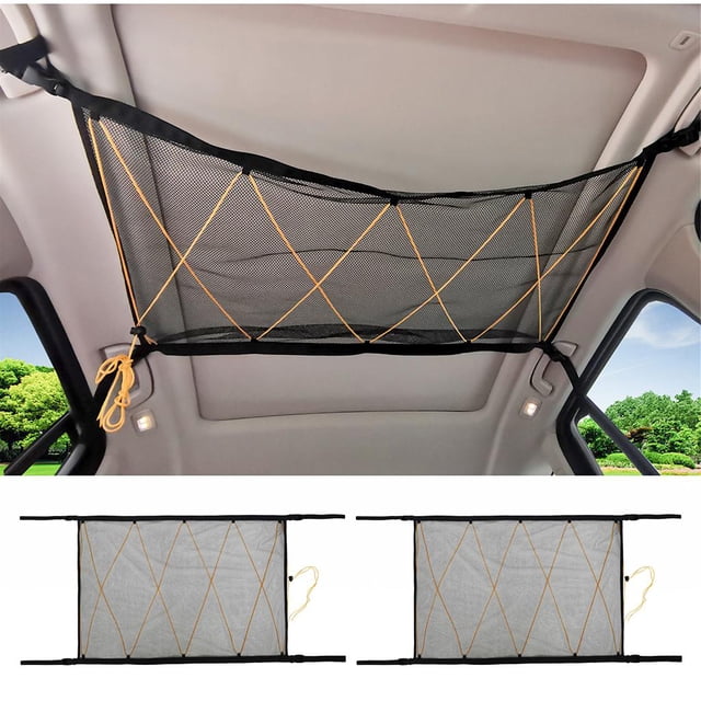Bolsa de almacenamiento de malla de carga de techo interior de techo de coche universal 2 piezas para furgoneta Macarena Red de carga del techo del techo del coche