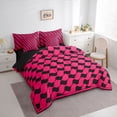 thumbnail image 3 of Castle Fairy Female Men Adults Abstract Stripes Plaid Twin Bedding Sets 7-Piece,Minimalist Geometric Bedding Comforter Set Microfiber,Mid Century Minimalism Breathable Sheet Sets, 3 of 8