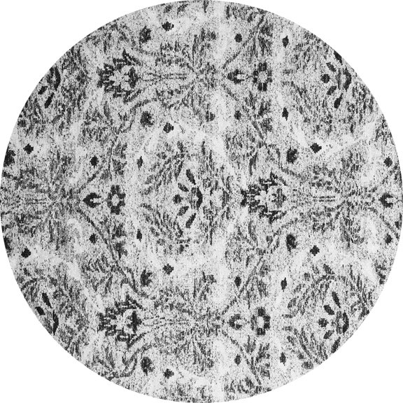 Ahgly Company Indoor Round Abstract Gray Contemporary Area Rugs, 4' Round