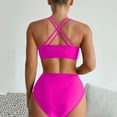 thumbnail image 4 of Women's High Waisted Bikini Sets Push Up Twist Front Spaghetti Straps Ruched Two Piece Swimsuit Bathing Suit Hot Pink XL, 4 of 5