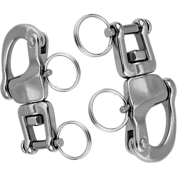 ABCISI 2Pcs Marine Swivel Snap Shackle, 316 Stainless Steel Quick Release Diving Clips Swivel Snap Hook for Sailboat Spinnaker Halyard Yacht (87mm, Silver)