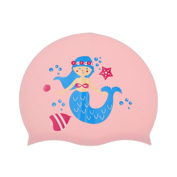 Unique Bargains 1 Pc Silicone Mermaid Pattern Swim Cap Light Pink
