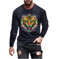thumbnail image 3 of Jinhomg Mens Big and Tall T Shirts Novelty Funny Mardi Gras Mask Graphic Tees Lightweight Comfy Long Sleeve Crew Neck Tops Holiday Party Streetwear Navy L, 3 of 6