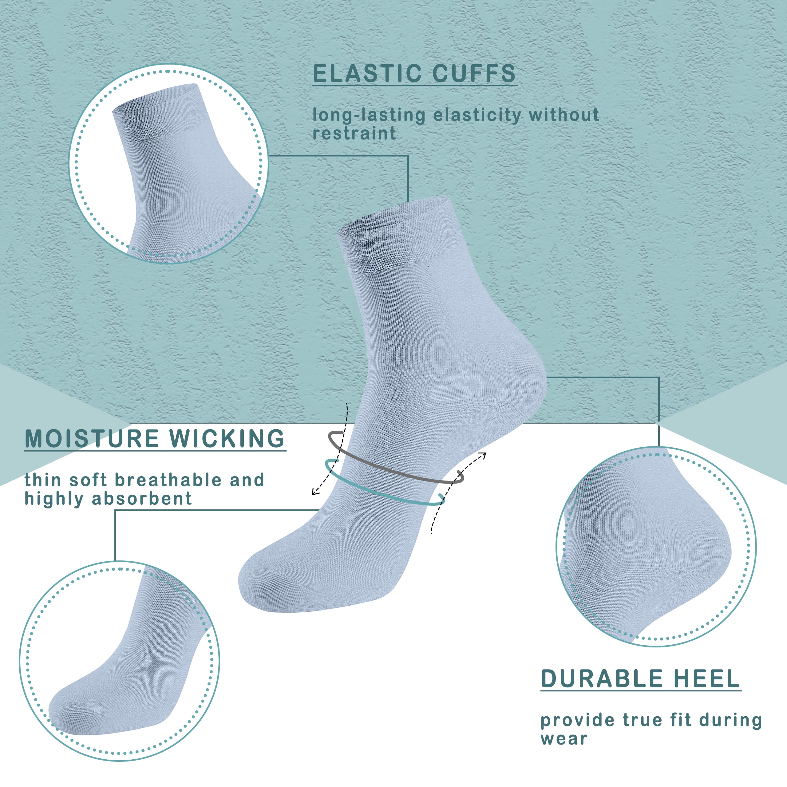 Women Thin Socks Bamboo Ankle Silky Quarter Anti Odor Casual Summer Socks 6 Pairs (Assorted 5, US Size 8-11)