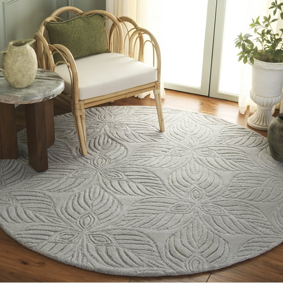 SAFAVIEH Bella Margery Floral Area Rug, Gray/Ivory, 6' x 6' Round