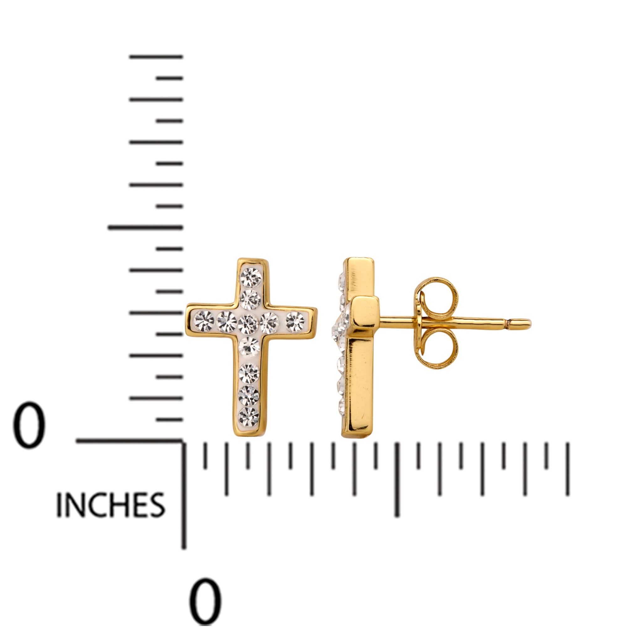Brilliance Fine Women's Crystal Cross Stud Earrings in 18kt Gold Over Sterling Silver