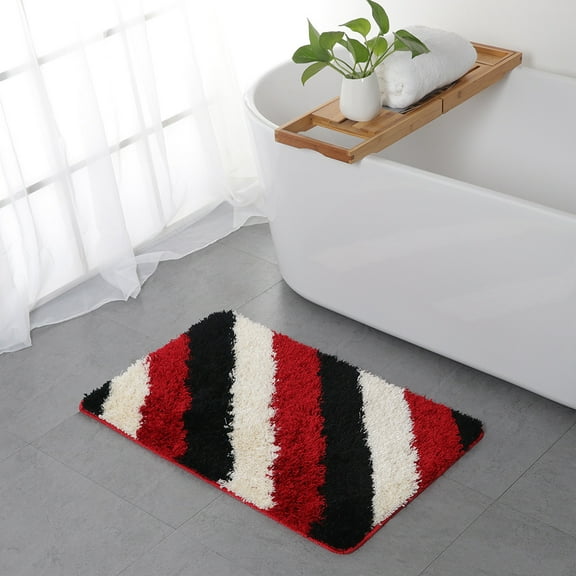 Namzi Luxury Bathroom Rug Mat, Extra Soft and Absorbent Microfiber Bath Rugs, Non-Slip Plush Shaggy Bath Carpet, Machine Wash Dry, Bath Mats for Bathroom Floor,Twill-Red