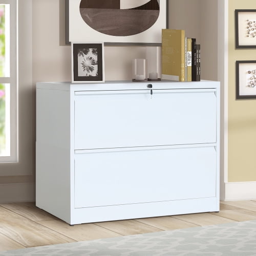 Lateral File Cabinet 2 Drawer With Lock And Key White Walmart Com Walmart Com
