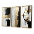 thumbnail image 3 of Designart "Horizontal Dimensions Gold and Black Abstract" Abstract Painting Framed Wall Art Set Of 3 - Gold Modern Frame Canvas Set For Living Room Decor, 3 of 6