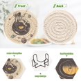 thumbnail image 4 of Yayeee 6 PCS Drink Coasters with Holder Set Woven Absorbent Round Tabletop Hot Pad, Beige Astronaut Planet, 4 of 7