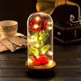 thumbnail image 3 of Rosa de seda de La Bella y la Bestia iluminada con LED, regalo para mamá, San Valentín, cumpleaños, rosa roja encantada en cúpula de cristal, 3 of 7