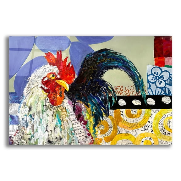 Epic Art 'Another Rooster Party' by St Hilaire Elizabeth Acrylic Glass Wall Art, 16" x 12"